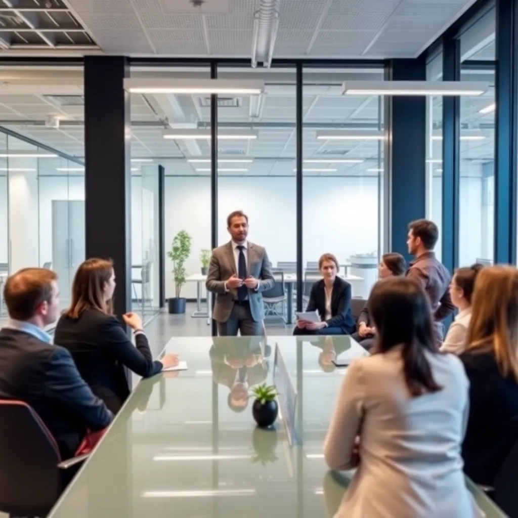 Coach die een leiderschapssessie faciliteert