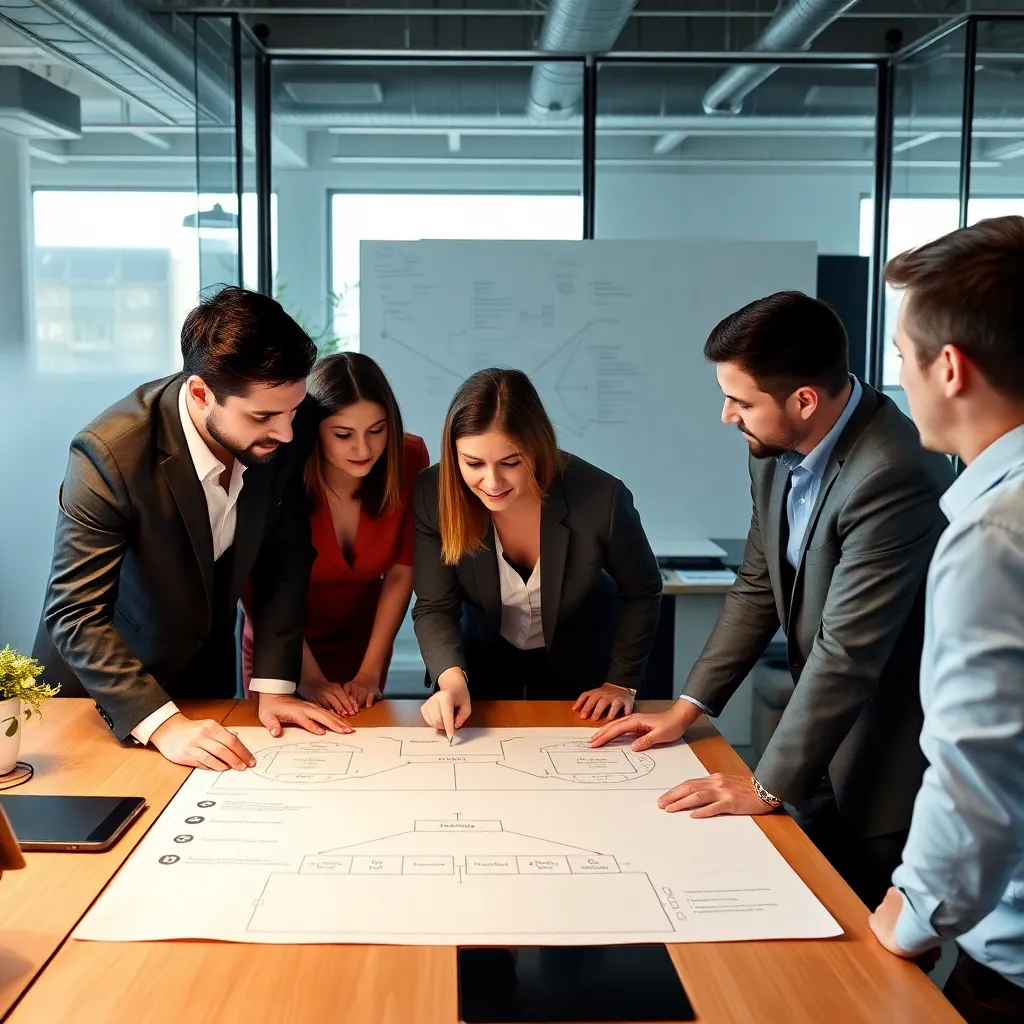 Consultants werken samen met het managementteam aan procesoptimalisatie