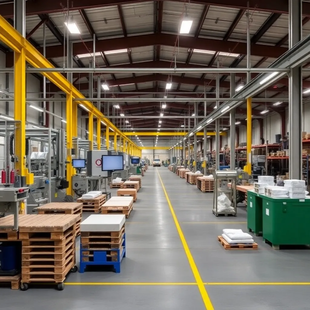 Productiehal van een Vlaamse productiebedrijf na implementatie van lean manufacturing principes