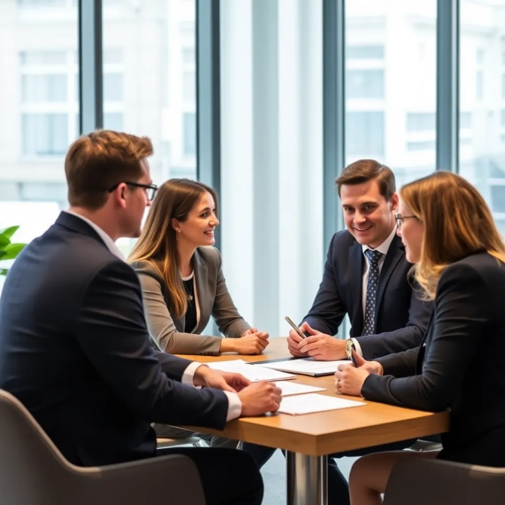 Professionele business consultants bespreken strategie in modern Belgisch kantoor